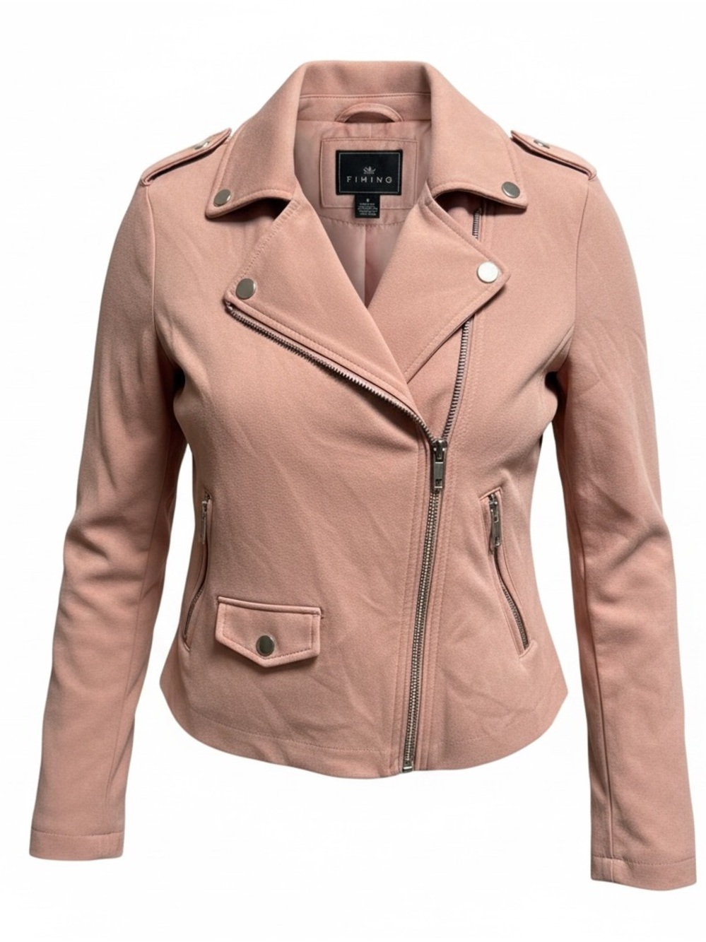 Timing Blush Pink Leather Moto Jacket